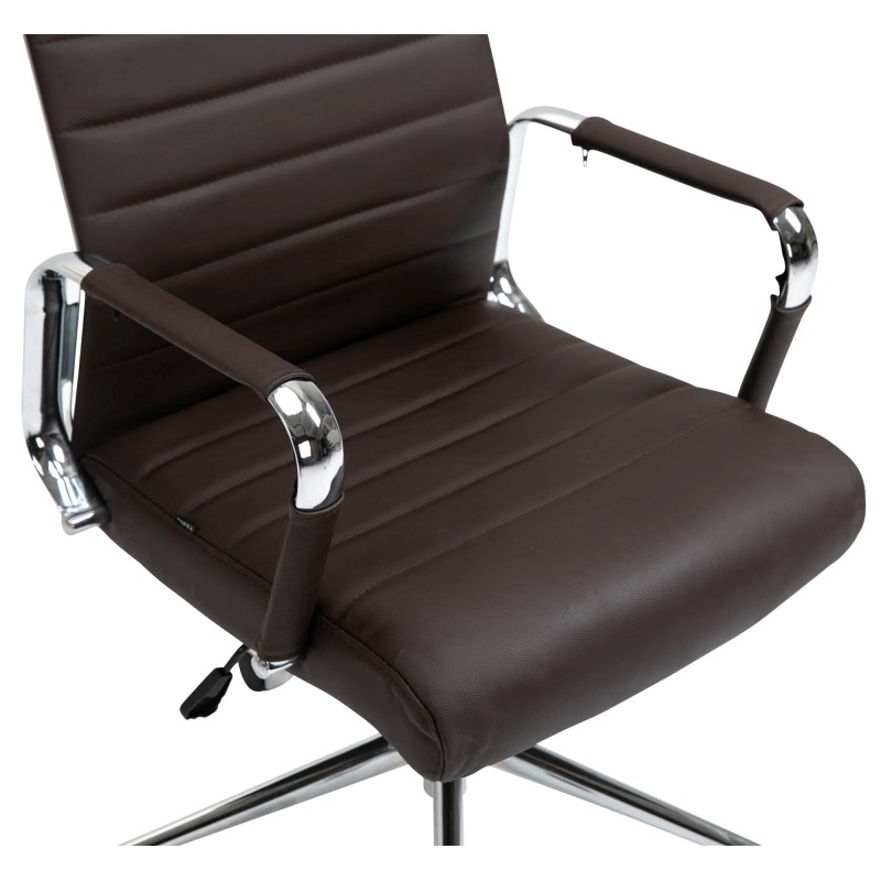 Silla de oficina Columbus en piel auténtica marrón