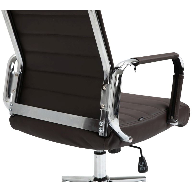 Silla de oficina Columbus en piel auténtica marrón