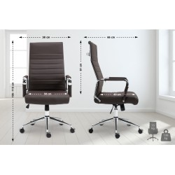 Silla de oficina Columbus en piel auténtica marrón
