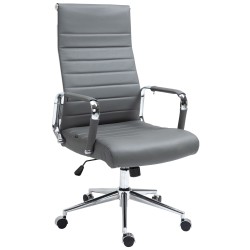 Silla de oficina Columbus en piel auténtica gris