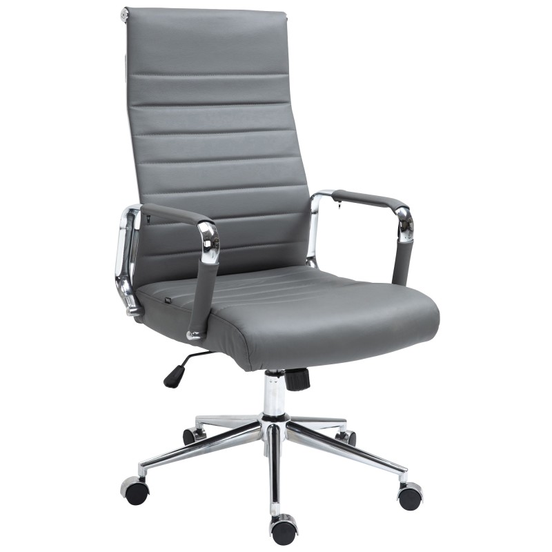 Silla de oficina Columbus en piel auténtica gris