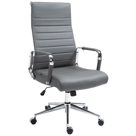Silla de oficina Columbus en piel auténtica gris