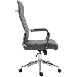 Silla de oficina Columbus en piel auténtica gris