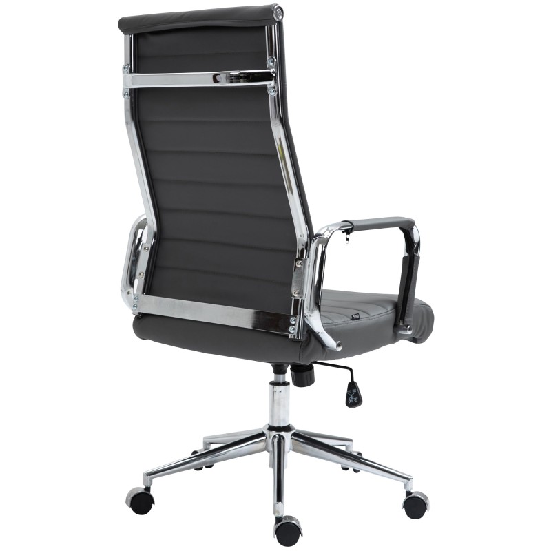Silla de oficina Columbus en piel auténtica gris