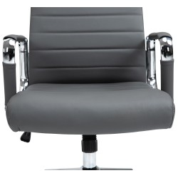 Silla de oficina Columbus en piel auténtica gris