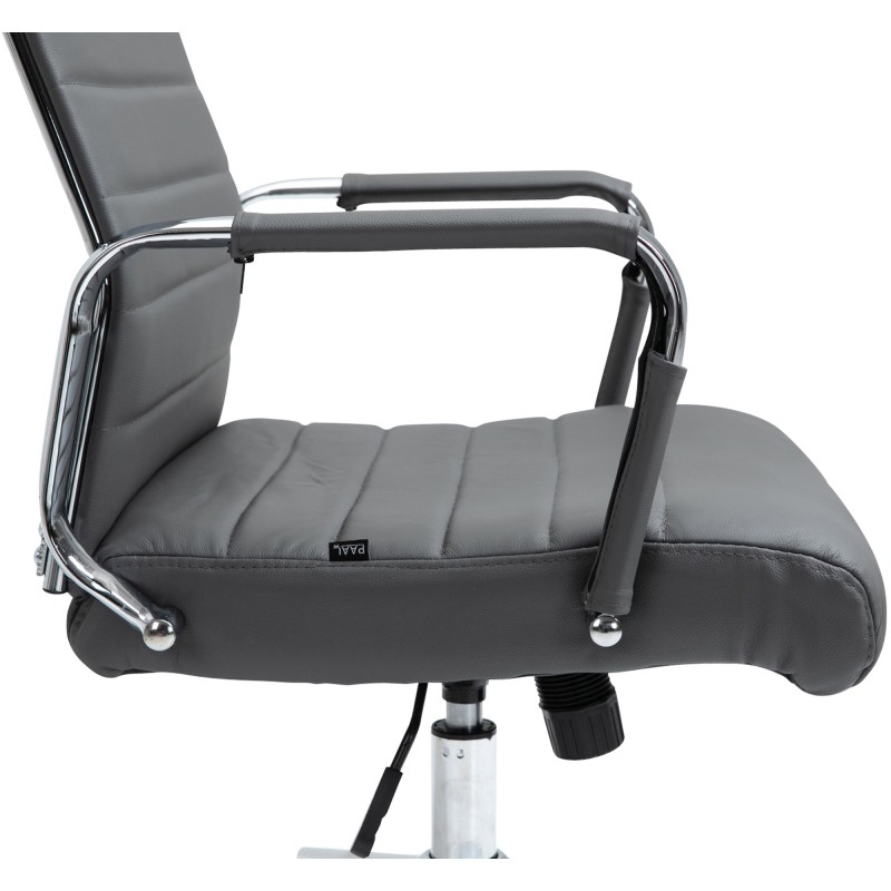 Silla de oficina Columbus en piel auténtica gris