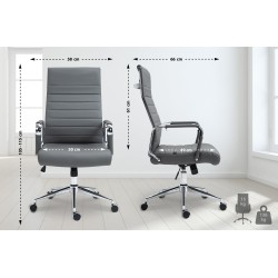Silla de oficina Columbus en piel auténtica gris