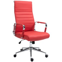 Silla de oficina Columbus en piel auténtica roja