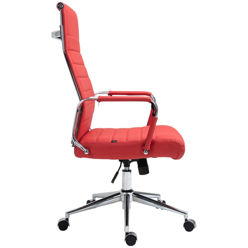 Silla de oficina Columbus en piel auténtica roja