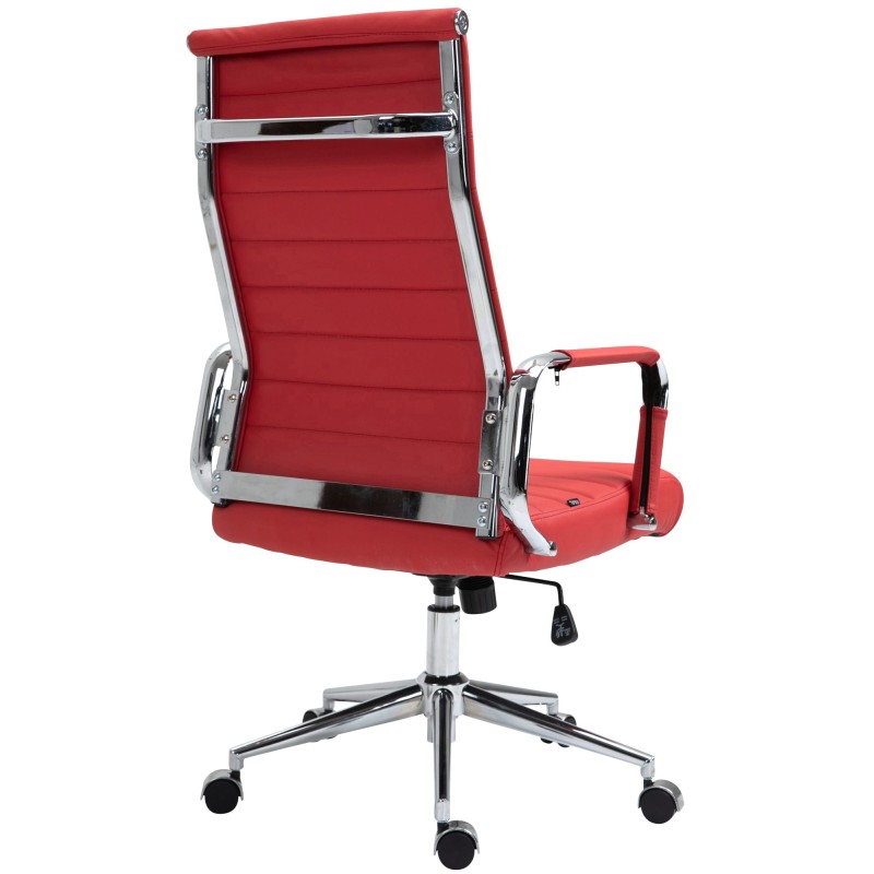 Silla de oficina Columbus en piel auténtica roja