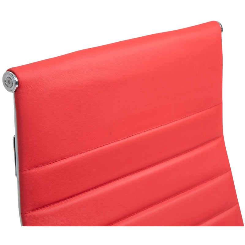 Silla de oficina Columbus en piel auténtica roja