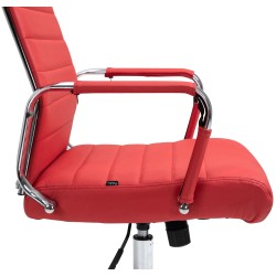 Silla de oficina Columbus en piel auténtica roja