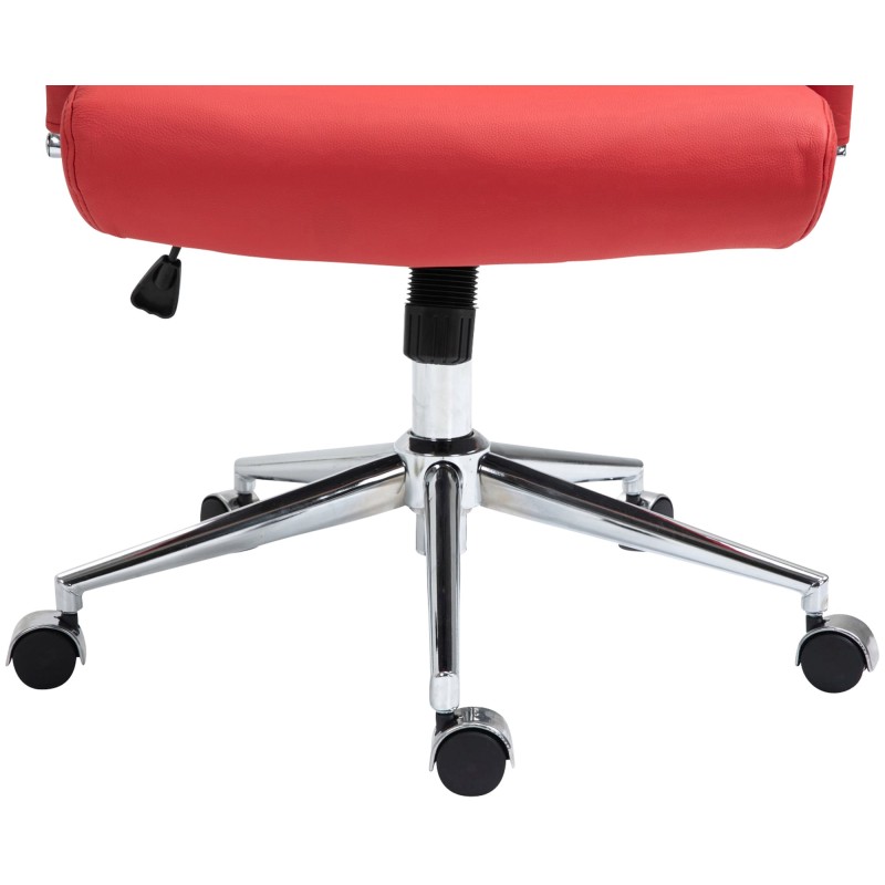 Silla de oficina Columbus en piel auténtica roja