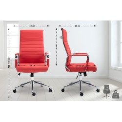 Silla de oficina Columbus en piel auténtica roja