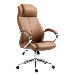 Silla de oficina Salford, piel auténtica, marrón claro