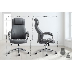 Silla de oficina Salford en cuero genuino gris