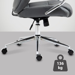 Silla de oficina Salford en cuero genuino gris