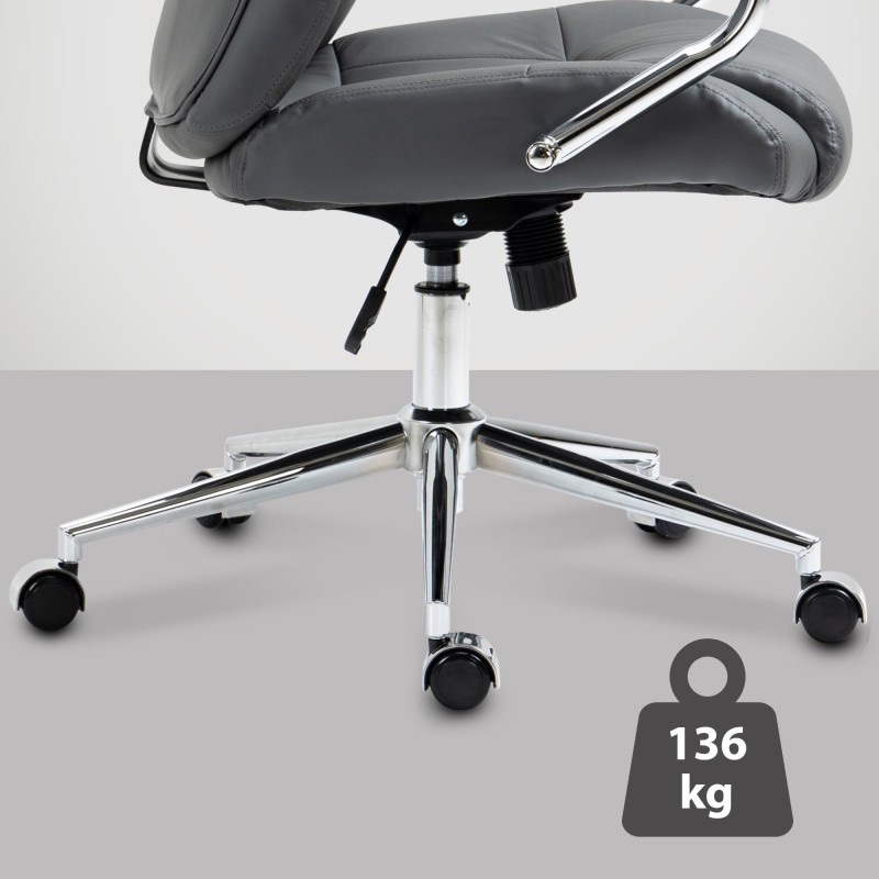 Silla de oficina Salford en cuero genuino gris