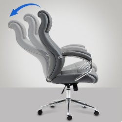 Silla de oficina Salford en cuero genuino gris