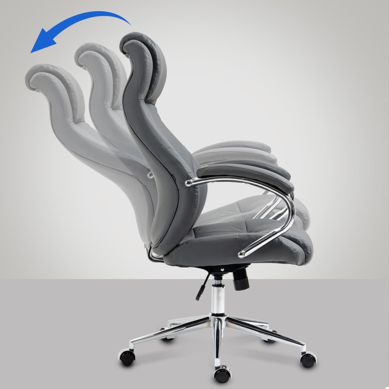 Silla de oficina Salford en cuero genuino gris