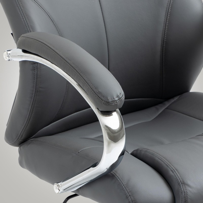 Silla de oficina Salford en cuero genuino gris