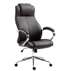 Silla de oficina Salford, piel auténtica, color marrón