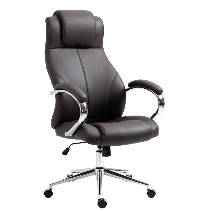 Silla de oficina Salford, piel auténtica, color marrón