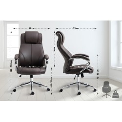 Silla de oficina Salford, piel auténtica, color marrón