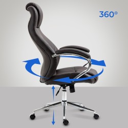 Silla de oficina Salford, piel auténtica, color marrón