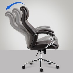 Silla de oficina Salford, piel auténtica, color marrón