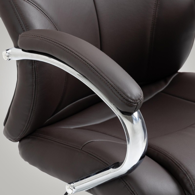 Silla de oficina Salford, piel auténtica, color marrón