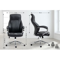 Silla de oficina Wigan en cuero genuino negro