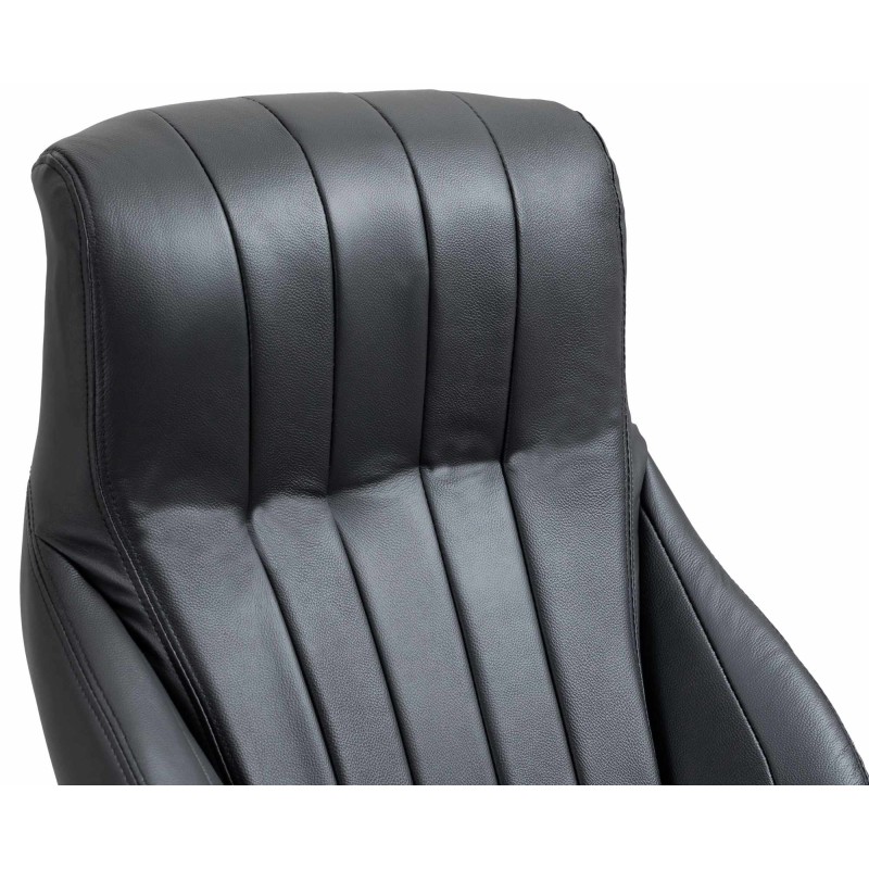 Silla de oficina Wigan en cuero genuino negro