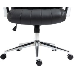 Silla de oficina Wigan en cuero genuino negro