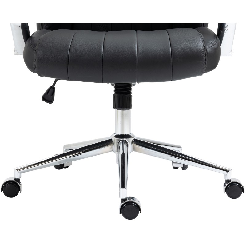 Silla de oficina Wigan en cuero genuino negro