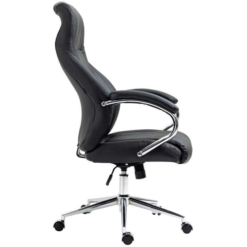 Silla de oficina Wigan en cuero genuino negro