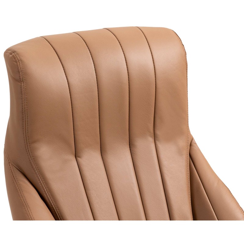 Silla de oficina Wigan en cuero genuino marrón claro