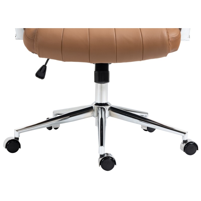 Silla de oficina Wigan en cuero genuino marrón claro