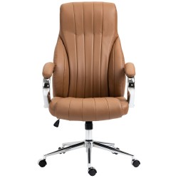 Silla de oficina Wigan en cuero genuino marrón claro