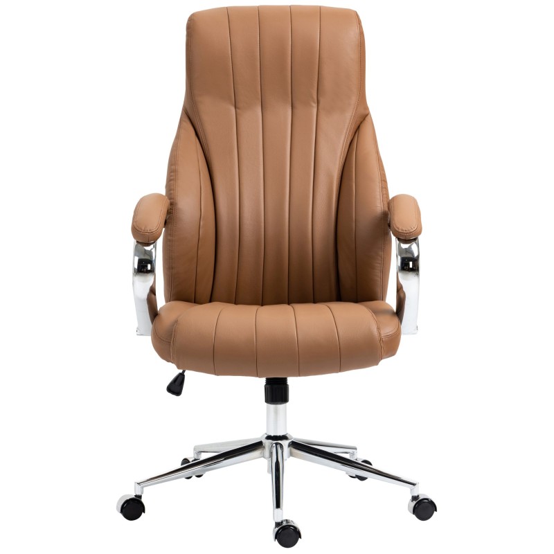 Silla de oficina Wigan en cuero genuino marrón claro