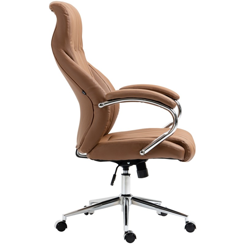 Silla de oficina Wigan en cuero genuino marrón claro