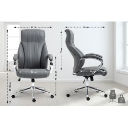 Silla de oficina Wigan en cuero genuino gris