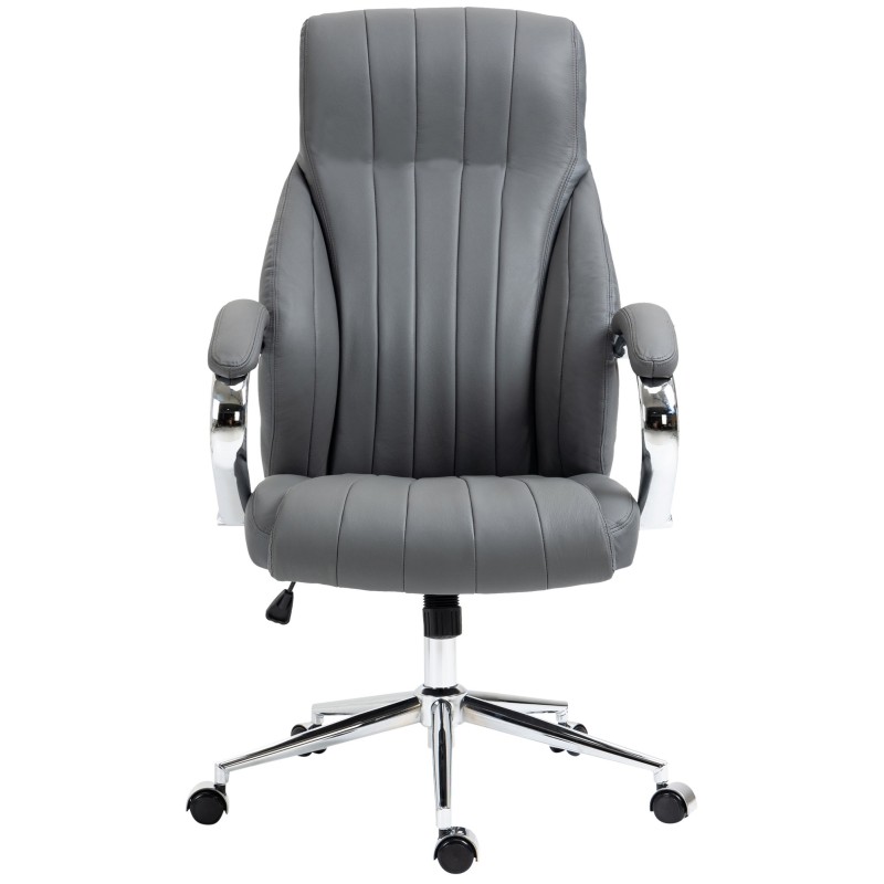 Silla de oficina Wigan en cuero genuino gris