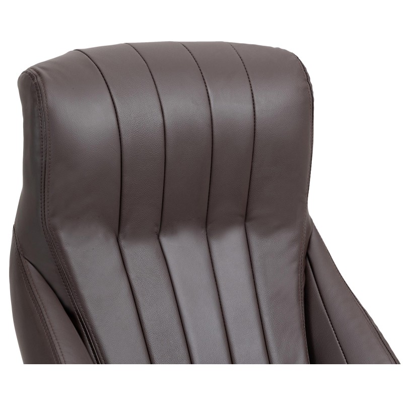 Silla de oficina Wigan Brown de cuero genuino