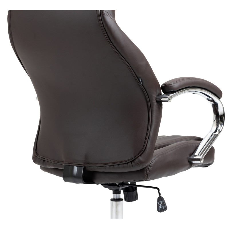 Silla de oficina Wigan Brown de cuero genuino