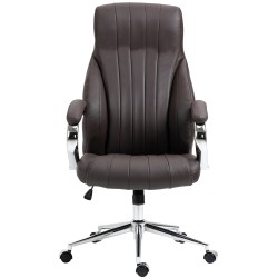 Silla de oficina Wigan Brown de cuero genuino