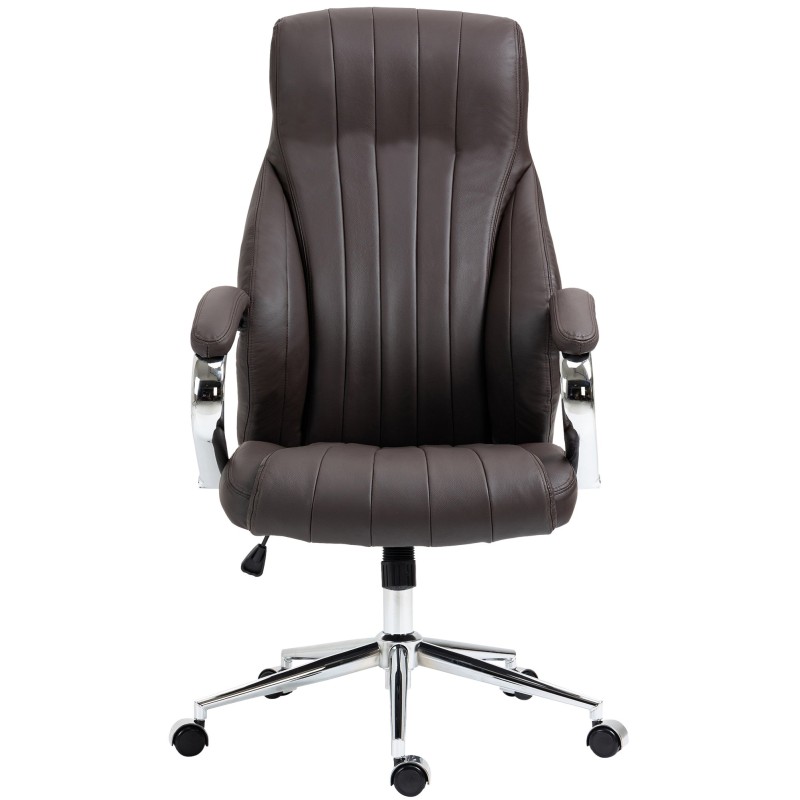 Silla de oficina Wigan Brown de cuero genuino