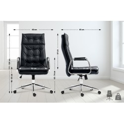 Silla de oficina Sotira en piel auténtica negra