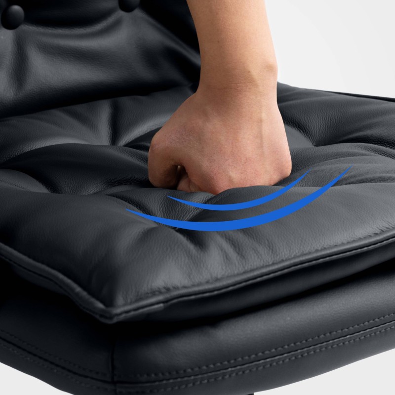 Silla de oficina Sotira en piel auténtica negra