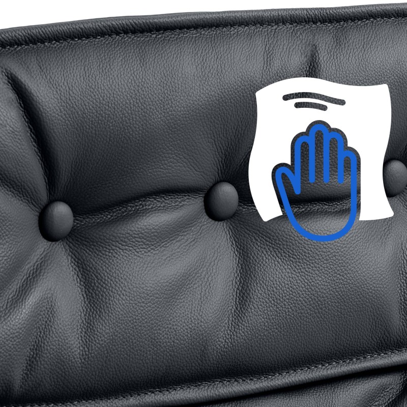 Silla de oficina Sotira en piel auténtica negra